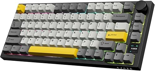 ATTACK SHARK X820ULTRA Wireless Gaming Mechanical Keyboard with TFT Smart Display&Knob,Side Printed PBT,Gasket Mounted 75% TKL Keyboard,BT5.0/2.4GHz/USB-C,RGB Backlit（White Contour,Shark Switch - Poueer