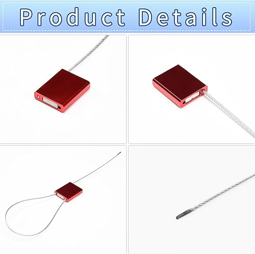 Security Cable Seals Numbered Anti-Tamper Steel Wire Cable Locks Self-Locking Trailer Shipping Seals (50pcs, Blue) - Poueer