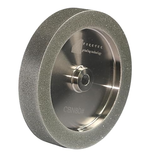 CBN Wheel 8 inch,CBN Grinding Wheels 8'' Diameter, 5/8'' Bore, 1.5'' Wide, 1'' Down The Side, for Sharpening Woodturning and HSS Tools(600 Grit) - Poueer