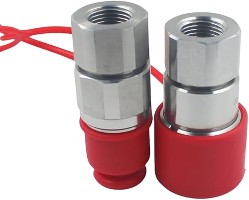 1/2'' NPT Flat Face Hydraulic Quick Connect Coupling Set Skid Steer Loader Quick Disconnect Coupler with Dust Caps ISO12.5 - Poueer
