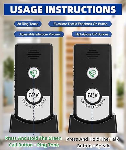 2 Way Voice Intercom - Super Long Range Wireless Intercom System for Home - Poueer