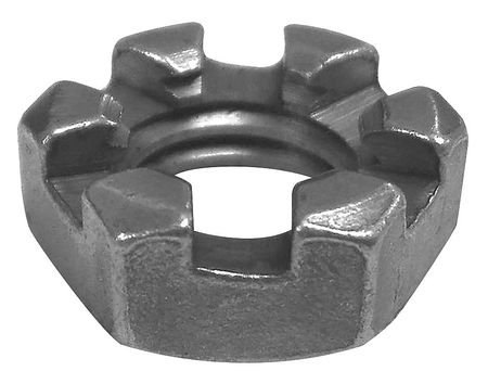 3/4'-16 Grade 5 Plain Finish Steel Round Slotted Castle Nut, 10 pk. - Poueer