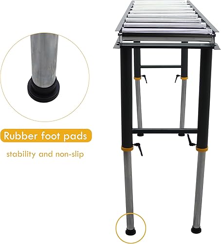 TECHTONGDA 9 Rolls Conveyor Roller Stand Adjustable Height 440LBS 65 Inch Length 18.5 Inch Width with 2.3 Inch Rollers Diameter Stainless Steel Silver - Poueer