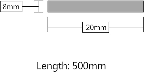 304 Stainless Steel Flat Bar Thickness 8mm Width 10-50mm Solid Flat Bar Good Stability Length 500 mm,8×20×500mm - Poueer