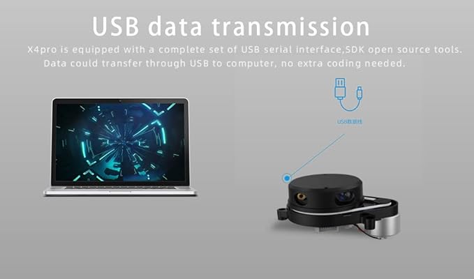 youyeetoo YDLIDAR X4 Pro 360 Degree, 2D Laser Range Lidar Scanner, Triangular Ranging 10 Meters Scanning Radius, for Arduino Raspberry pi Obstacle Avoidance and Navigation of Robots - Poueer