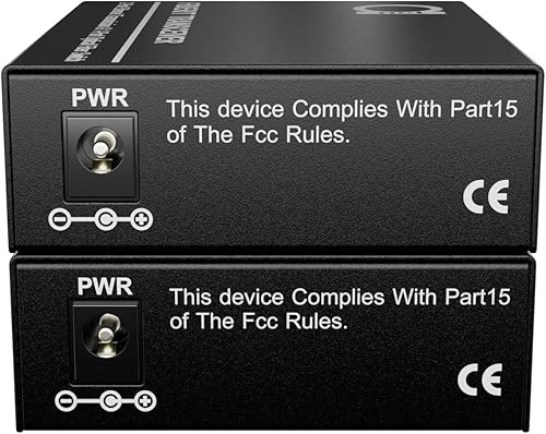 Dual RJ45 Ports – Pair of Fiber Media Converters, Gigabit Ethernet, MM LC 850nm SFP Included – Full Kit with Cables & Mounts – 10/100/1000Base-Tx to 1000Base-SX Multi-Mode Fiber, Up to 550m (1,800 ft) - Poueer