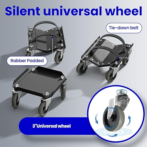 Snowmobile Dolly Sets Heavy Duty V-Slide with 3' PP/TPR Swivel Casters and Rubber Pad Protecting Skis 1500 lbs Capacity(Gray) - Poueer