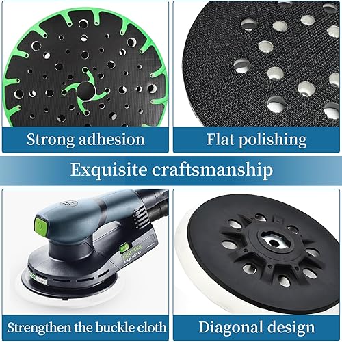 New Update 202458 D150 (6-Inch) Replacement Sanding Pad for Festool ETS 150/5 EQ Sander,Super Soft Pad,48 Holes,Jetstream Sanding Pad,3-Year Warranty - Poueer