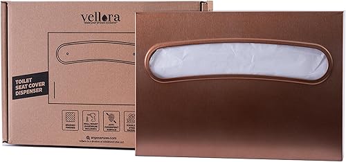Toilet Seat Cover Dispenser - Enhanced Anti-Fingerprint Coating, HighQuality Stainless Steel, Wall-Mounted for Commercial Bathrooms - Holds 250 Seat Covers - Gold - Poueer