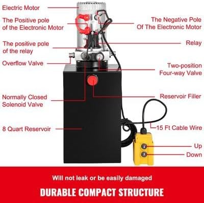 Happybuy Hydraulic Pump 15 Quart, Electric Single Acting for Dump Trailer, High-Pressure Pump - Poueer