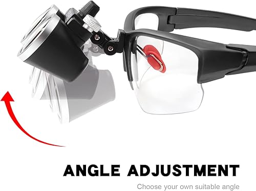 3.5x420 MM Angle Adjustable Binocular Loupes Magnifier Glasses Lab Magnification loupes with Black Cloth Case (Blue) - Poueer