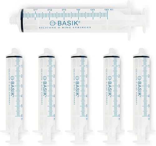 BASIK 60cc ENFit Silicone O Ring Reusable Syringe, 6 Pack - Poueer