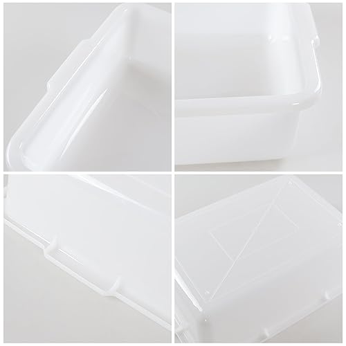 4-Pack 35 L Bus Box, Plastic Utility Bus Tub, Commercial Dish Pan, White - Poueer