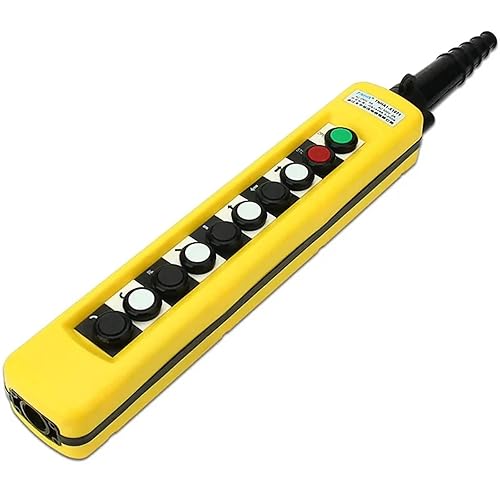 2/4/6/8 Pushbuttons Double Speed Hoist Crane Pendant Control Stations with Emergency Stop for Circuits Double Insulated(White) - Poueer