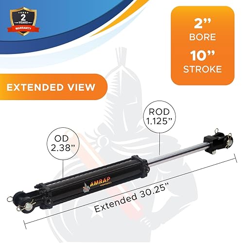 2.5x16 Tie Rod Hydraulic Cylinder - Double Acting Hydraulic Tie-Rod Cylinder 2.5 Inch Bore x 16 Inch Stroke, 3/8' NPT Ports, 2500 PSI - Poueer