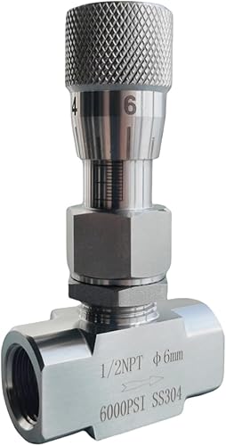 Needle valve 1/2' NPT, 10mm orifice, Micro flow control valve, Accurate dials, stainless steel, Regulating Valve, Instrument Gauge - Poueer