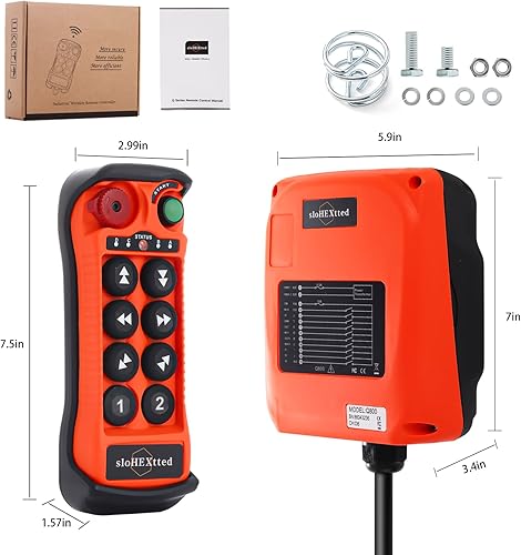 8 Button Hoist Crane Industrial Wireless Radio Remote Control 2 Transmitter and 1 Receiver for 12-24V DCOverhead Bridge Tower Crane Electric Chain Hoist Remote Control Q800 - Poueer
