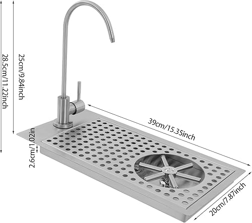 Glass Rinser Cup Washer, Commercial 304 Stainless Steel Pitcher Rinser with Faucet and Multi Angle Cleaning Nozzle for Bar, Cafe, Restaurant, Hotel, Home - Poueer