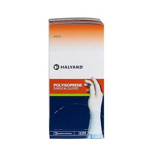 HALYARD Surgical Gloves Sterile Polyisoprene Individually Wrapped Pairs Powder Free Medical Disposable Gloves, 9.4 mil, Size 6.5 Small, White, SGL95065 (Box of 50 Pairs - 100 Total) - Poueer