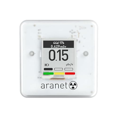 SAF Aranet Radiation Detector, Dosimeter, Portable, Measures Dose Rate & Total Dose of Ionizing Radiation, E-Ink Display, 4-Year Battery Life, Bluetooth Connection, Free App with Graphics & Alarm - Poueer