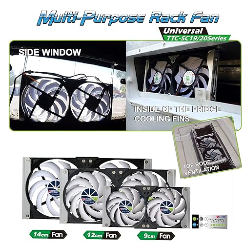 TITAN- 12V DC IP55 Waterproof Double Rack Mount Ventilation Cooling Fan with Timer and Speed Controller- TTC-SC20 (90mm) - Poueer