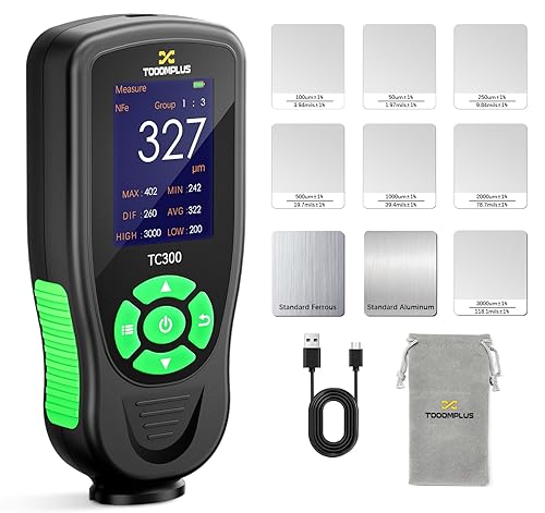 Paint Thickness Gauge, 3000μm Extended Range Paint Depth Gauge with 0.01mil High Resolution & Alarm, Automotive Car Paint Detector for Used Car Buyers (F/NF Measurement) - Poueer