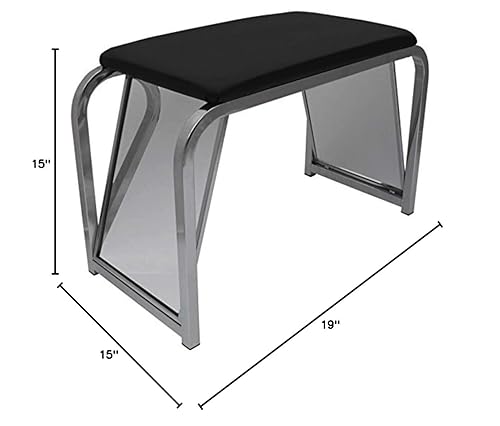 Only Hangers Shoe Fitting Bench with Black Padded Seat and Two Angled Mirrors - Poueer