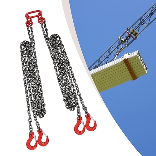 10FT Chain Sling Lift Chain 5/16 Inch Hoist Lifts G80 5T Load Capacity Lifting Chain Sling with 4 Leg Grab Hooks and Adjuster Used in Mining, Machinery, Ports, Building - Poueer