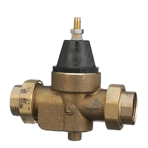 Watts LFN45B Series 3/4' Lead-Free Cast Copper Silicon Alloy Water Pressure Reducing Valve, Double Union Solder Inlet and Outlet, Elastomer Disc, Adjustable Pressure 25 to 75 psi, Maximum 400 psi - Poueer