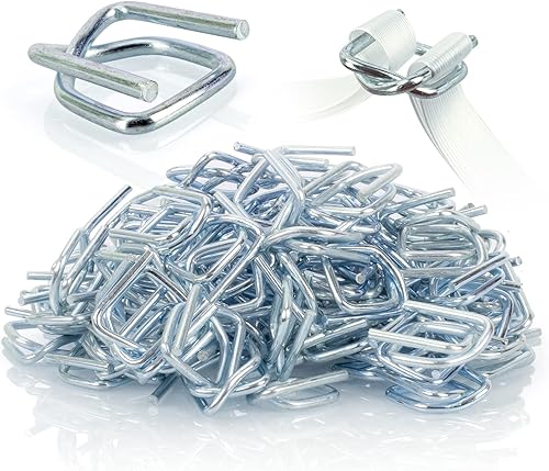 Heavy Duty Reusable Buckles with Anti-Slip Coating Sturdy Metal Wire and High Holding Power 100pcs /200pcs Metal Buckles for Plastic Strapping 3/4inch Strap Width Woven Cord Strapping (200) - Poueer