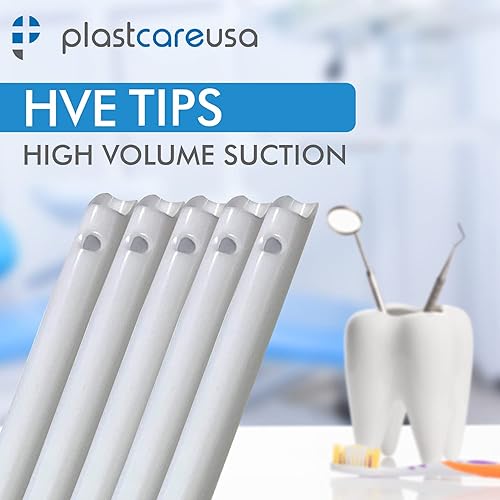 High Volume Evacuator HVE Tips - 1000 HVE Suction Tips Dental Disposable - Vented Evacuation Aspirator Tips with Smooth Edges (White - 10 Bags of 100) by PlastCare USA - Poueer