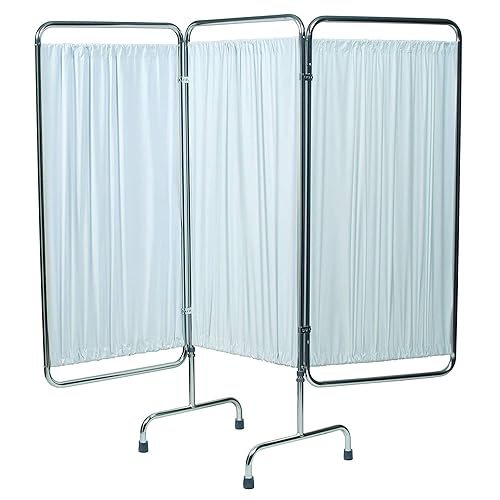 Grafco 3-Panel Medical Privacy Screen with Wheels - Folding & Rolling Room Divider - Poueer