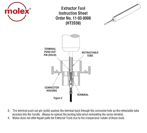 Molex .062 & (.093”) Extractor Tool, pin & Socket, Male, Female Terminals Remove - Poueer