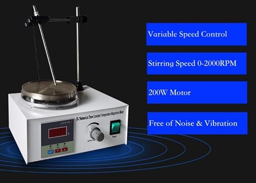 Magnetic Stirrer, Magnetic Stirrer Hot Plate, 110V 200W Magnetic Mixer, with Magnetic Stir Bar, Digital Display, Max. 2000RPM Speed Variable Control, Max. 1000ml Capacity - Poueer