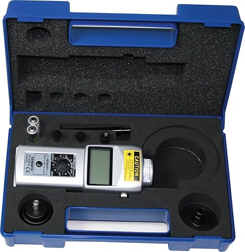 Shimpo DT-205LR Dual Contact/Non-Contact Handheld Tachometer with 6' Wheel, LCD Display, 6-99999rpm Range - Poueer