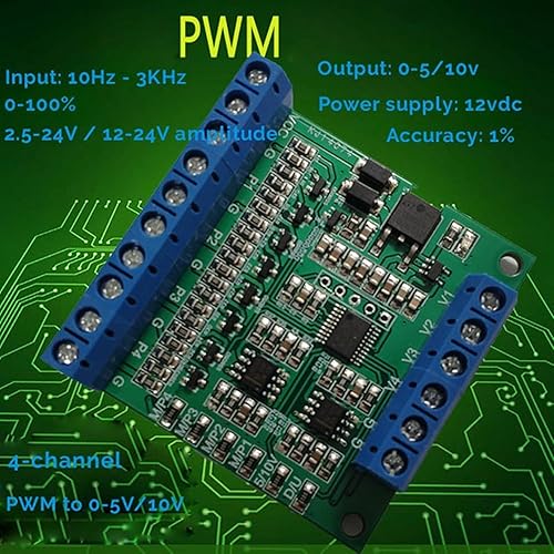 4-Channel PWM to 0-5v Converter Module 10 Hz to 3KHz PWM to 0-10V Voltage Signal Conditioner (Size : 0-5v Converter Module) - Poueer