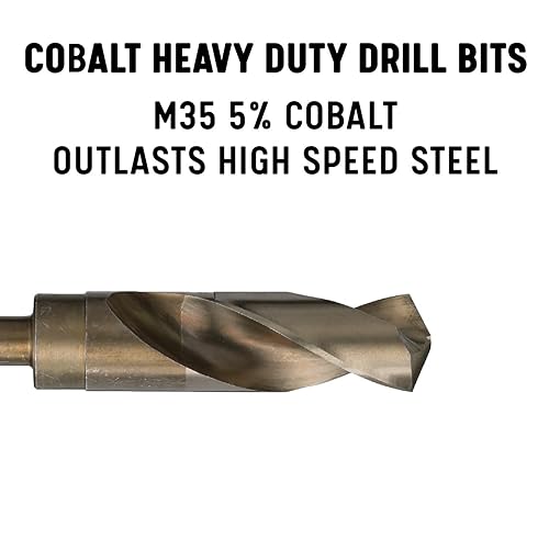 Drill America 45/64' Reduced Shank Cobalt Drill Bit with 3/8' Shank, D/ACO Series - Poueer