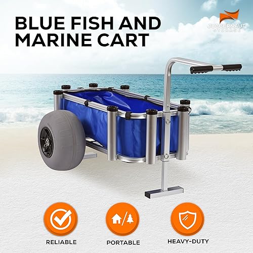 Juggernaut Storage Rolling Utility Cart, Heavy Duty & Waterproof Caddy, 220 lbs Capacity, Blue - Poueer