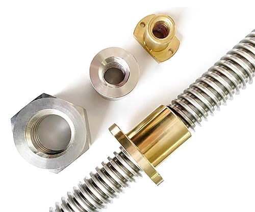 T12 Lead Screw Set 400mm / 15.75 inch + Brass Nut + Coupler + Pillow Bearing Block (Vertical), 12mm Diameter T12 x 8 Tr12 x 8 Thread Screw Pitch 2mm Lead 8mm 4 Starts, 1 Pcs - Poueer