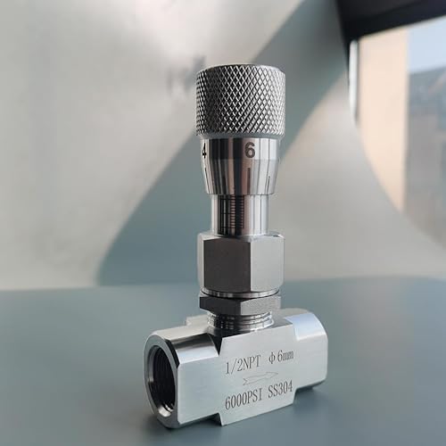 Needle valve 1/2' NPT, 10mm orifice, Micro flow control valve, Accurate dials, stainless steel, Regulating Valve, Instrument Gauge - Poueer