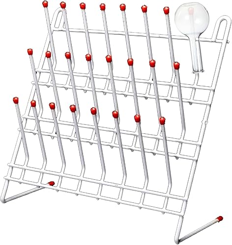 Lab Drying Rack 55 Pegs Lab Glassware Rack Steel Wire Glassware Drying Rack Free-Standing Tube Drying Draining Rack for School Laboratory Utensils (55 pegs) - Poueer