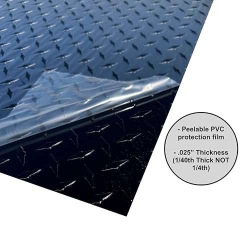 24' x 96' Black Aluminum Diamond Plate Sheet .025' Thick (1/40th) - Trailer Rock Guard, wainscotting Garage Diamond Trim, Cargo Enclosed Trailer Hauler Guard - Poueer
