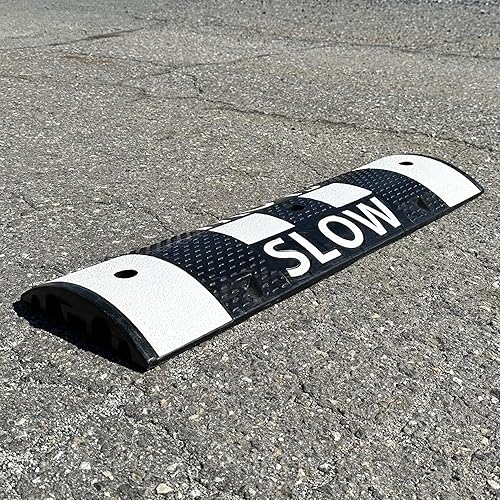 IMPERIAL STANDARD 6' Speed Bump - Slow Down Speed Bumps for Asphalt - Black Speed Humps - 6 Foot Portable Speed Bump - Rubber Speed Bumps - Speed Bumps for Road and Driveway (6' Speed Bump) - Poueer