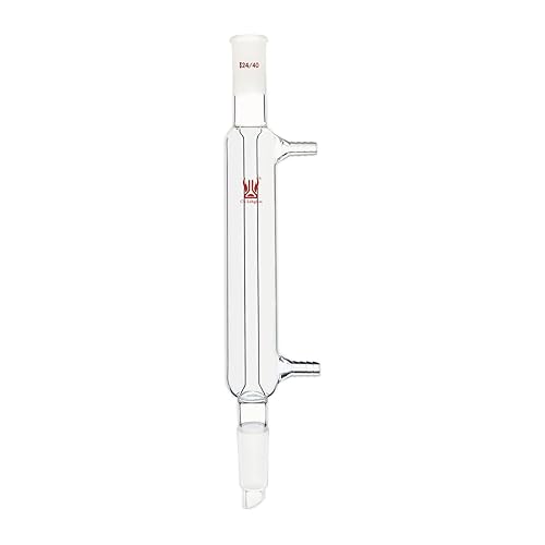 Liebig Condenser, Borosilicate Glass Liebig Condenser with 24/40 Joints, 400mm Jacket Length & 10mm Glass Hose Connection, Lab Glassware - Poueer