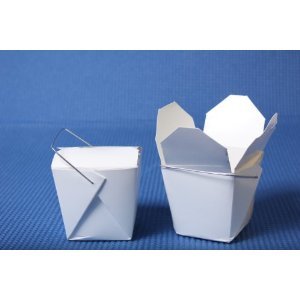 Chinese Take Out Food Boxes: 8 Oz. (1/2 Pint) Lot of 150 - White - Poueer