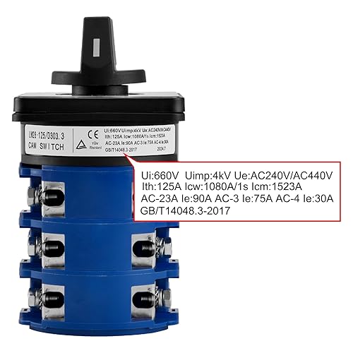 Rotary Changeover Cam Switch LW28-125/D303.3 125A 660VAC ON/Off/ON 3 Position 3 Phase 12 Terminals CE - Poueer