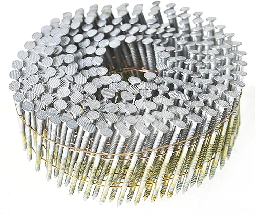 marddpair 1-3/4-Inch x .092-Inch Siding Nails 15-Degree Collated Wire Coil Full RoundHead Ring Shank Hot-Dipped Galvanized 3600 Count for Rough Nailing of Lathing and Sheathing Materials - Poueer