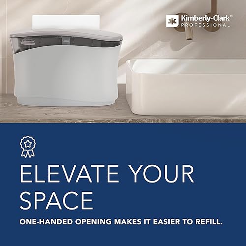 Countertop Folded Paper Towel Dispenser (55760), Soft Grey, Single-Dispensing, Space-Saving for Home & Office, 13.3'x9.0'x5.2' (Qty 1) - Poueer