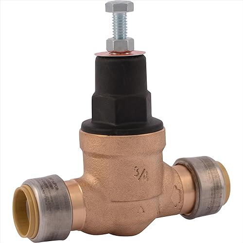 SharkBite 3/4 Inch EB45 Direct Pressure Regulating Valve, Push to Connect Brass Plumbing Fittings, PEX Pipe, Copper, CPVC, PE-RT, HDPE, 23808-0045 - Poueer