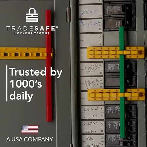 TRADESAFE Circuit Breaker Lockout Device, 10 Pack, 120/277 Volt, Clamp-on Single Pole Breaker Lock Out Device, OSHA Compliant, Premium Grade, Medium - Poueer